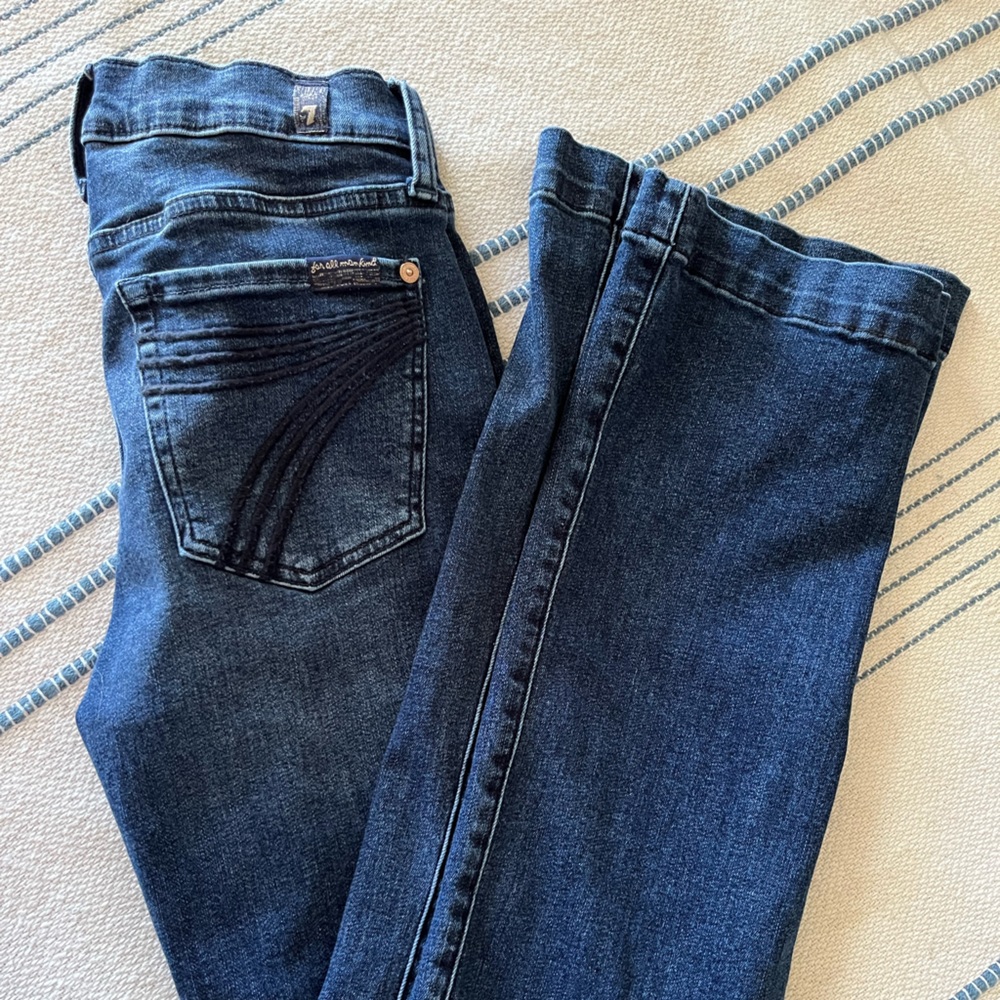 7 For All Mankind Sonoma Tailorless Dojo Flare Bootcut Trouser Jeans Dark Wash